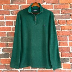 Chaps Green Pattern Quarter Zip, Size Large